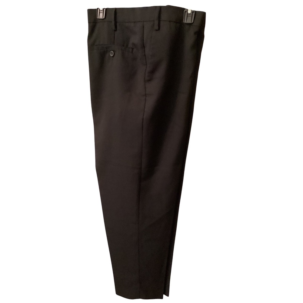 Haggar Mens Slim Straight All Day Comfort Dress Pants Black 44x30 Flat Front - Picture 2 of 6